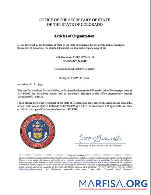 Printable USA Colorado articles of organization Word and PDF template